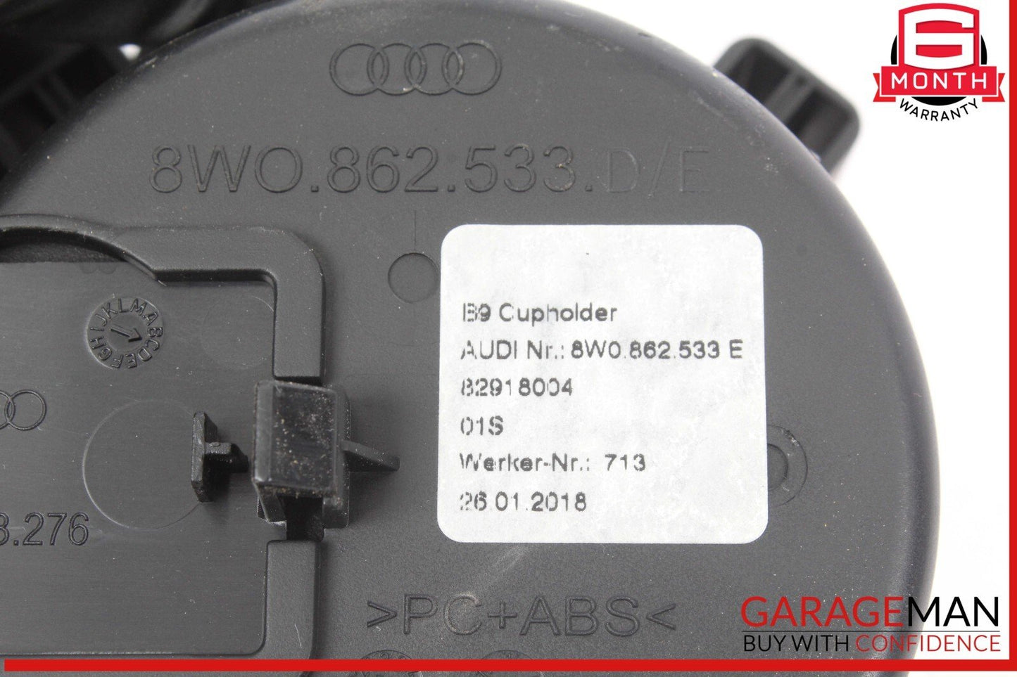 18-23 Audi RS5 S5 Front Center Console Dual Drink Cup Holder 8W0862533E OEM