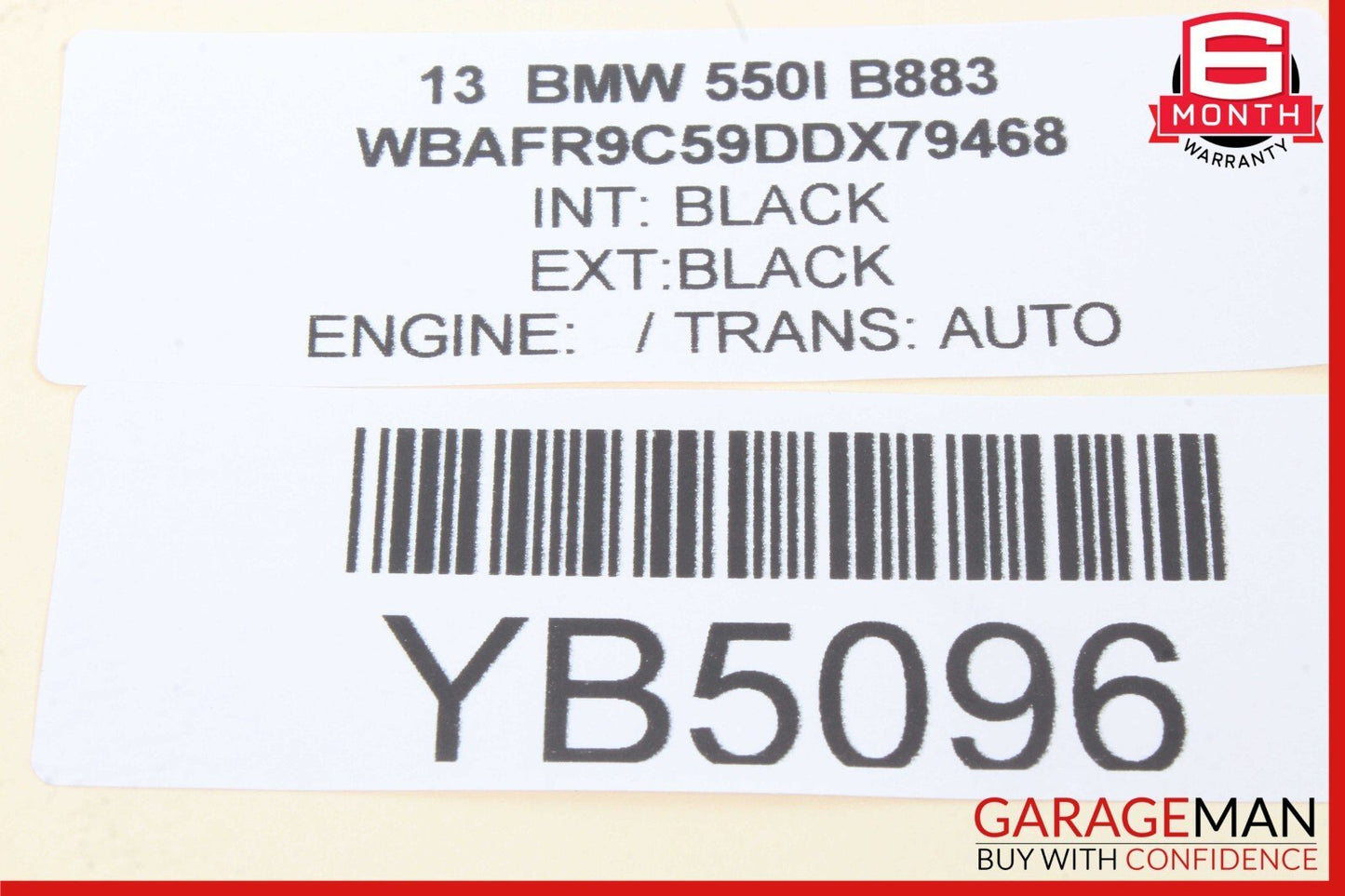 11-16 BMW 550i 535i 528i Left Passenger Side Sun Visor