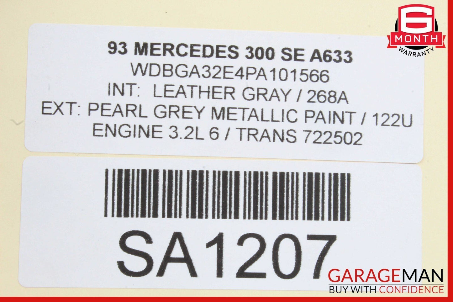 92-93 Mercedes W140 300SE Front Left or Right Seat Headrest Gray OEM