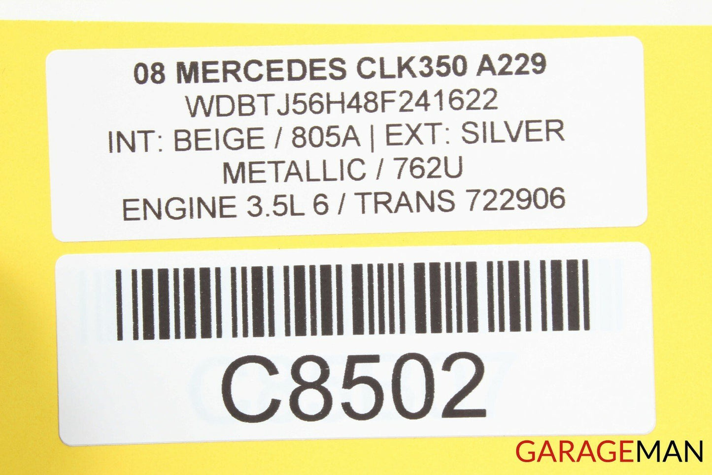 03-09 Mercedes W209 CLK350 Front Left Driver Side Seat Headrest Head Rest Beige