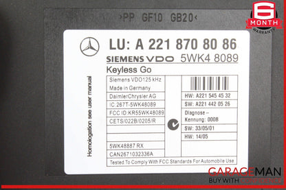 07-10 Mercedes W221 S550 S400 Keyless Go Control Module 2218702392 OEM