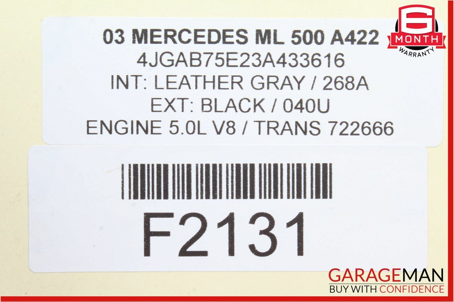 98-05 Mercedes W163 ML500 Rear Right Side Quarter Window Regulator Motor OEM