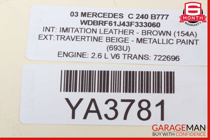 01-07 Mercedes W203 C240 C320 Front Right Side Door Control Module Unit OEM