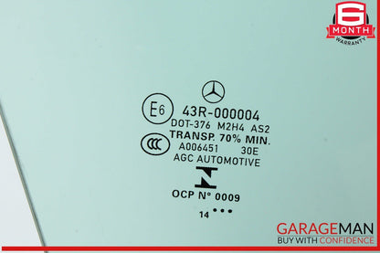 15-21 Mercedes W205 C300 C350e C400 Front Right Side Door Window Glass OEM