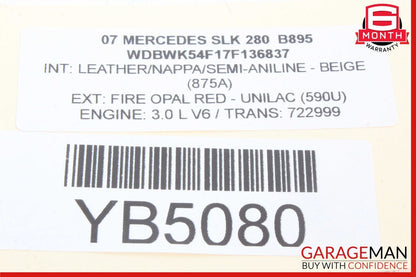 05-11 Mercedes R171 SLK280 SLK350 Rear Right Convertible Top Trunk Lid Cylinder