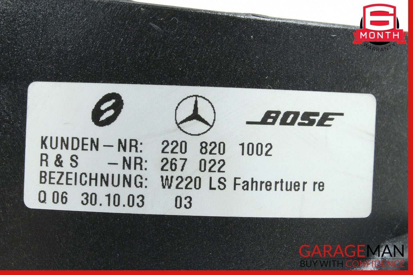 00-06 Mercedes W220 S430 S500 Front Right Side Door Sound Speaker 2208201002 OEM