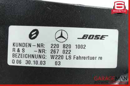00-06 Mercedes W220 S430 S500 Front Right Side Door Sound Speaker 2208201002 OEM
