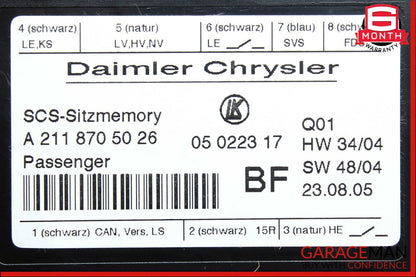 03-11 Mercedes W219 CLS500 GL450 ML550 Front Right Side Seat Control Module
