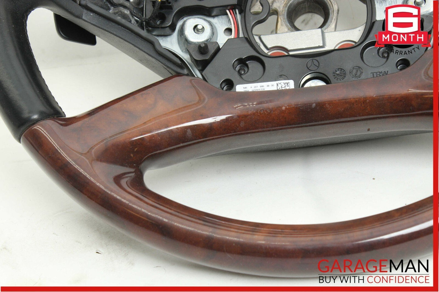 10-13 Mercedes W221 S550 S400 Steering Wheel w/ Paddle Shifters Black Wood OEM