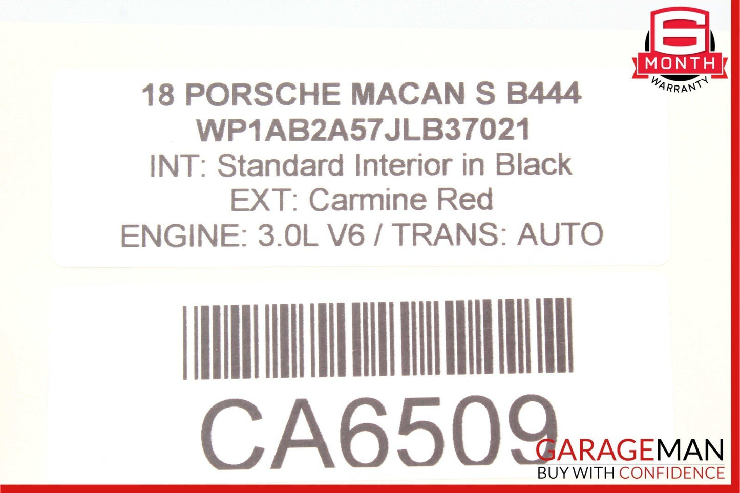 10-19 Porsche Macan 95B Interior Top Upper Rear View Mirror Black OEM
