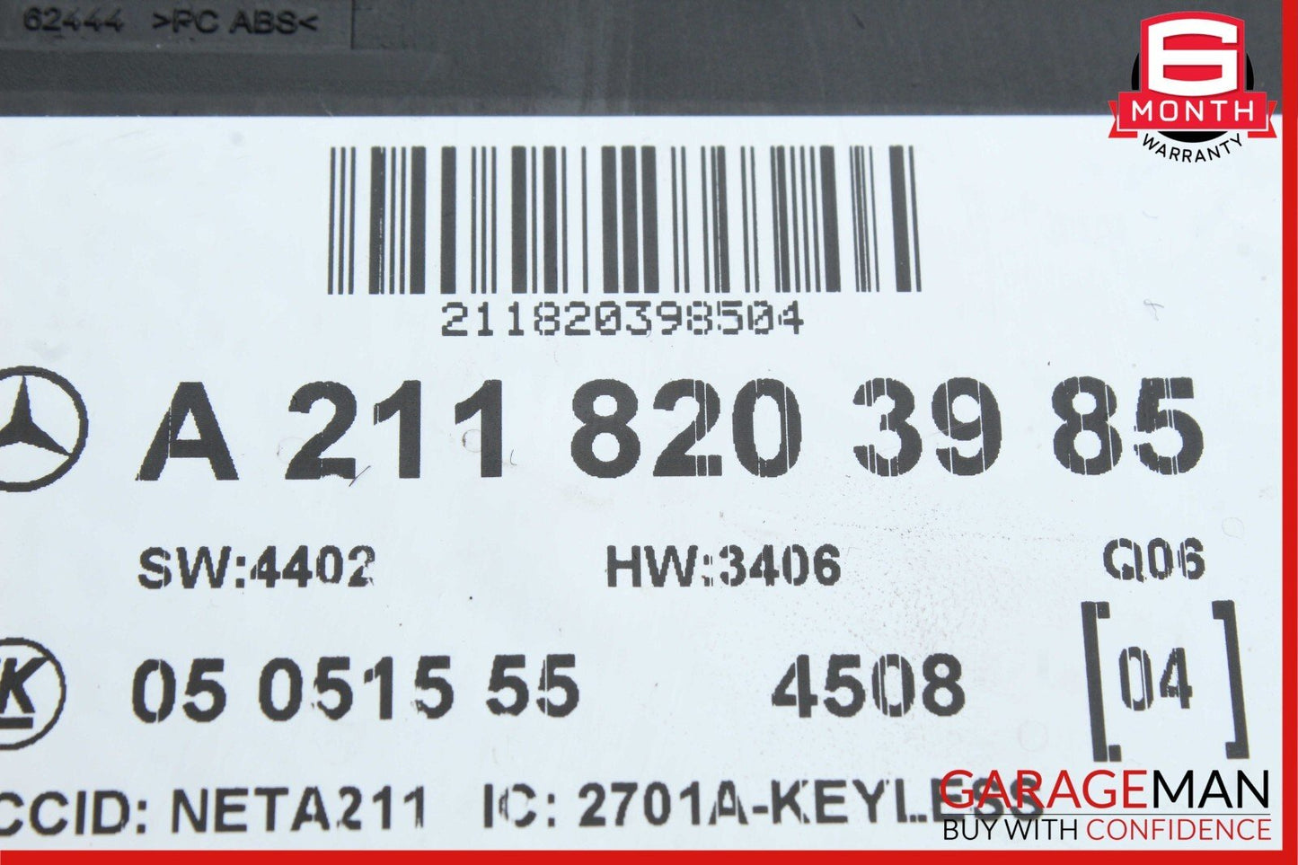 03-11 Mercedes W219 CLS550 E500 E63 AMG Keyless Go Entry Control Module Unit OEM
