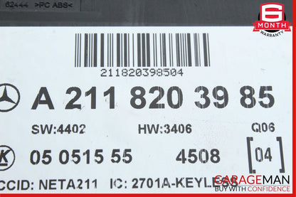 03-11 Mercedes W219 CLS550 E500 E63 AMG Keyless Go Entry Control Module Unit OEM