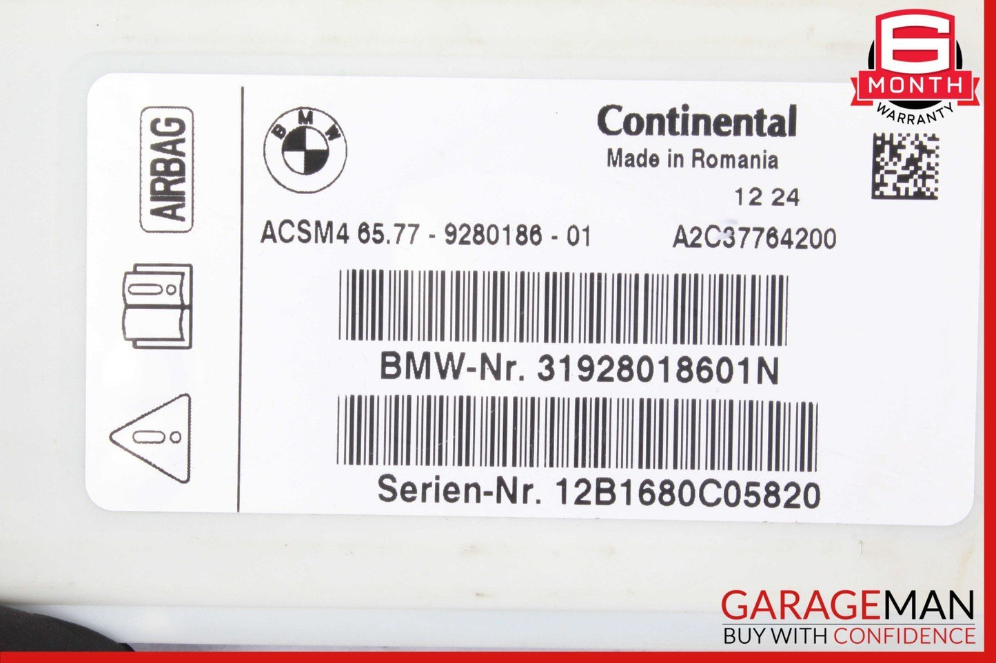 11-16 BMW 528i 535i 550i Crash Impact Sensor Control Module Unit 9280186