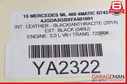 14-21 Mercedes W166 ML400 SLC43 AMG Intercooler Hose Left Driver Side OEM