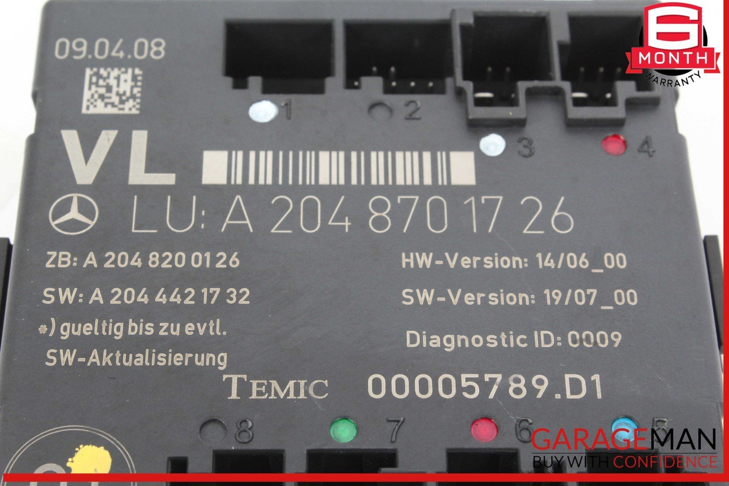 08-14 Mercedes W204 C300 C350 Front Left Side Door Control Module 2048701726 OEM