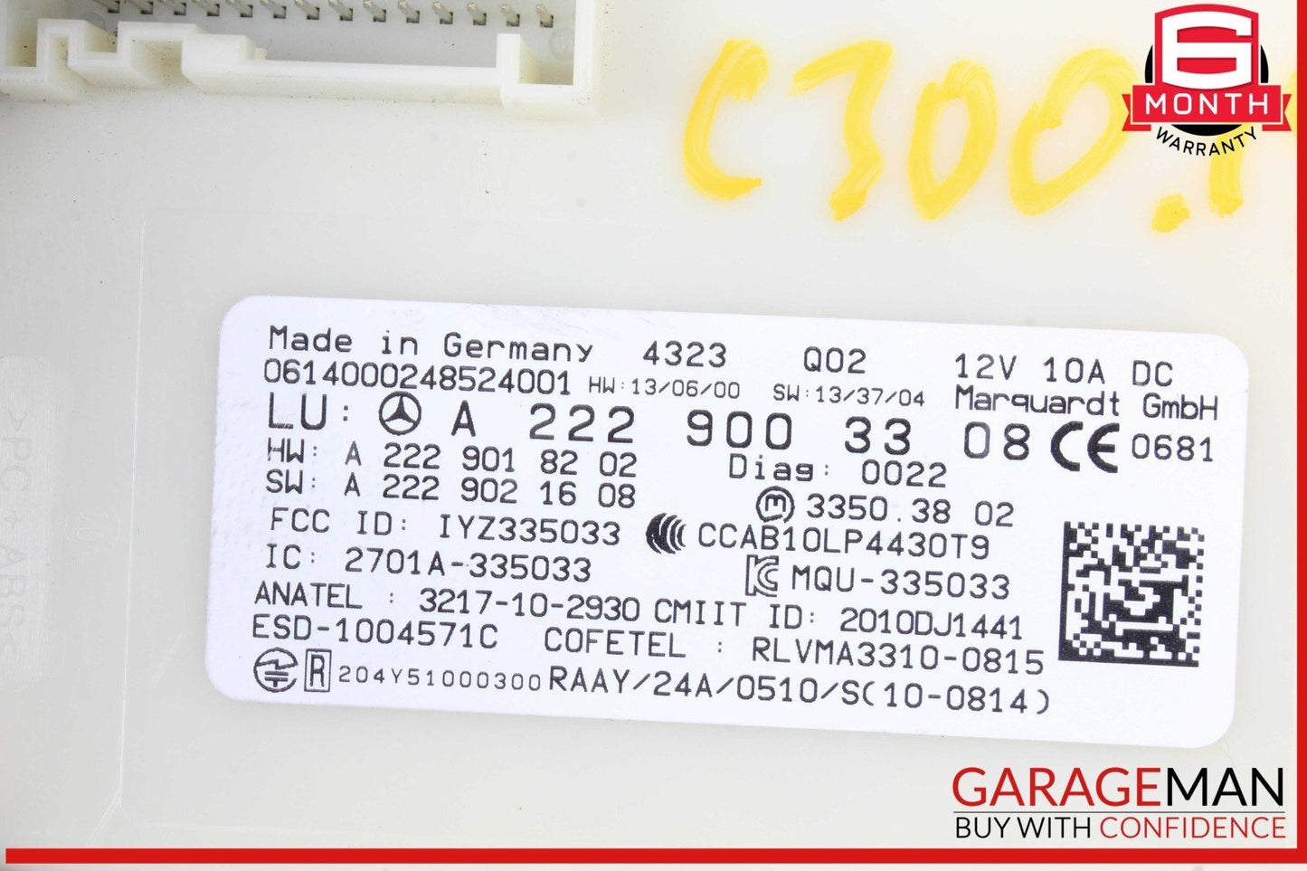 14-19 Mercedes W205 C300 S600 GLC350 S550 Keyless Go Entry Control Module OEM
