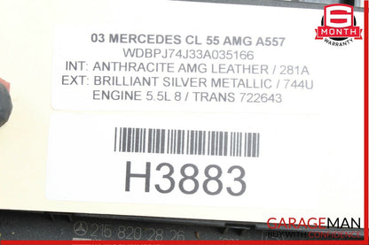 00-06 Mercedes W215 CL500 CL55 AMG Front Right Side Seat Controller Module Unit