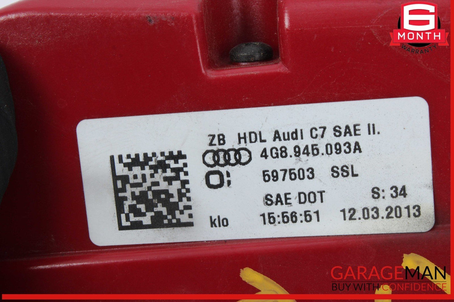 12-15 Audi A7 Rear Left Driver Side Trunk Lid LED Tail Light 4G8945093A OEM
