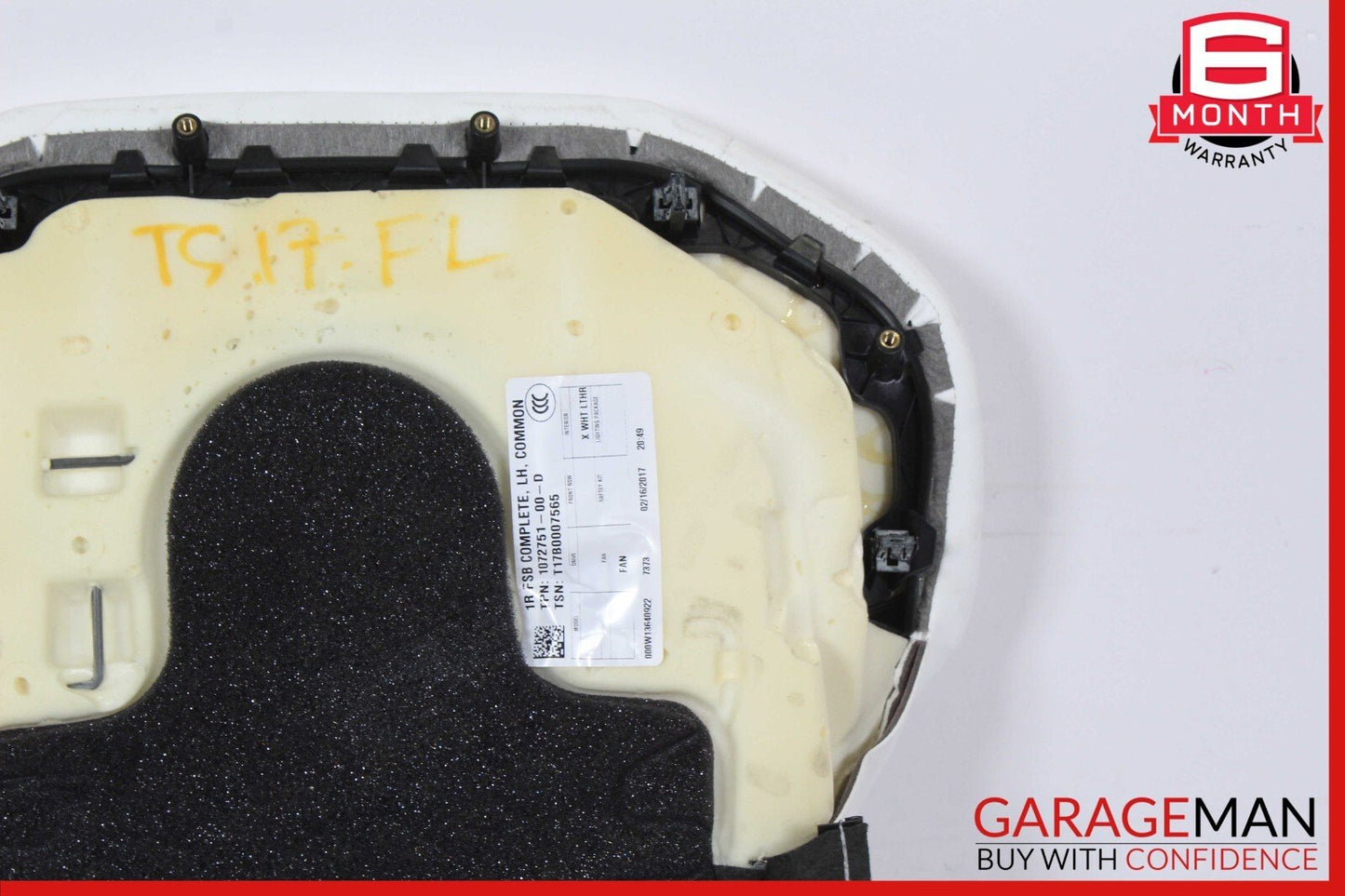16-20 Tesla Model S Front Left Side Top Upper Seat Cushion Cover White OEM