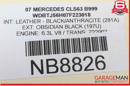 06-11 Mercedes W219 CLS63 AMG Rear Left Side Door Control Module 2198200226 OEM