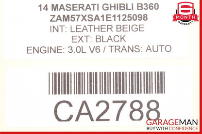 14-17 Maserati Ghibli Rear Center Console Air Vent Grill Grille Trim Assembly