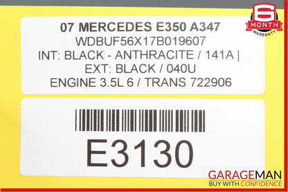 07-09 Mercedes W211 E550 E350 Front Left Side Mirror Door Rear View Black OEM