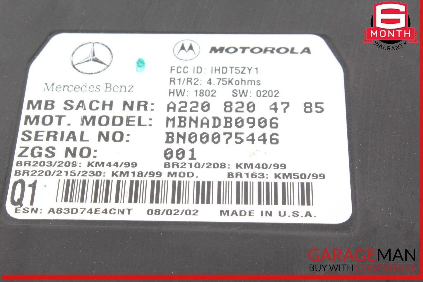 00-06 Mercedes R230 SL500 Voice Command Control Module 2208204785 OEM