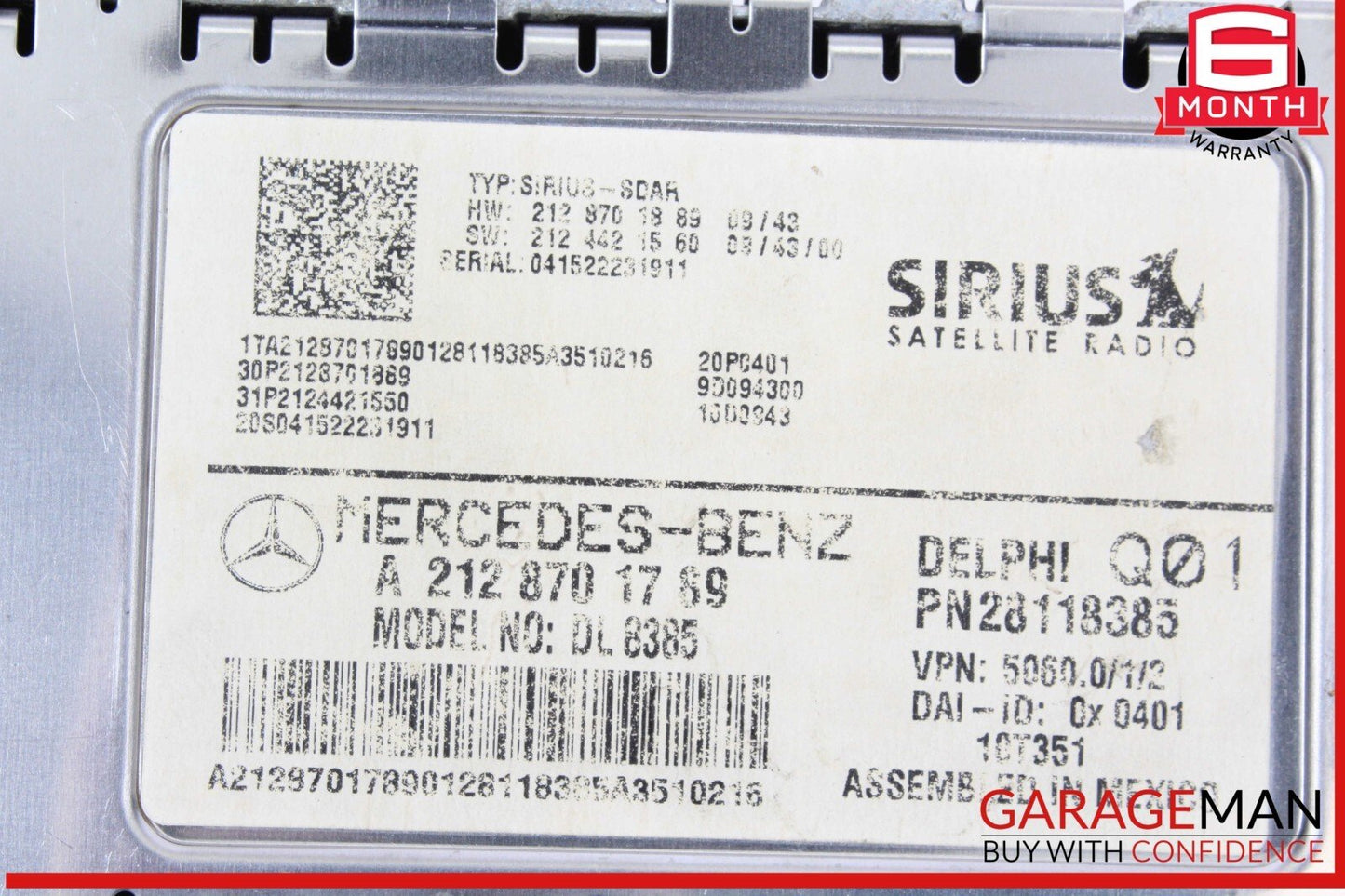 08-12 Mercedes W204 C300 E350 Sirius Satellite Radio Receiver Module OEM