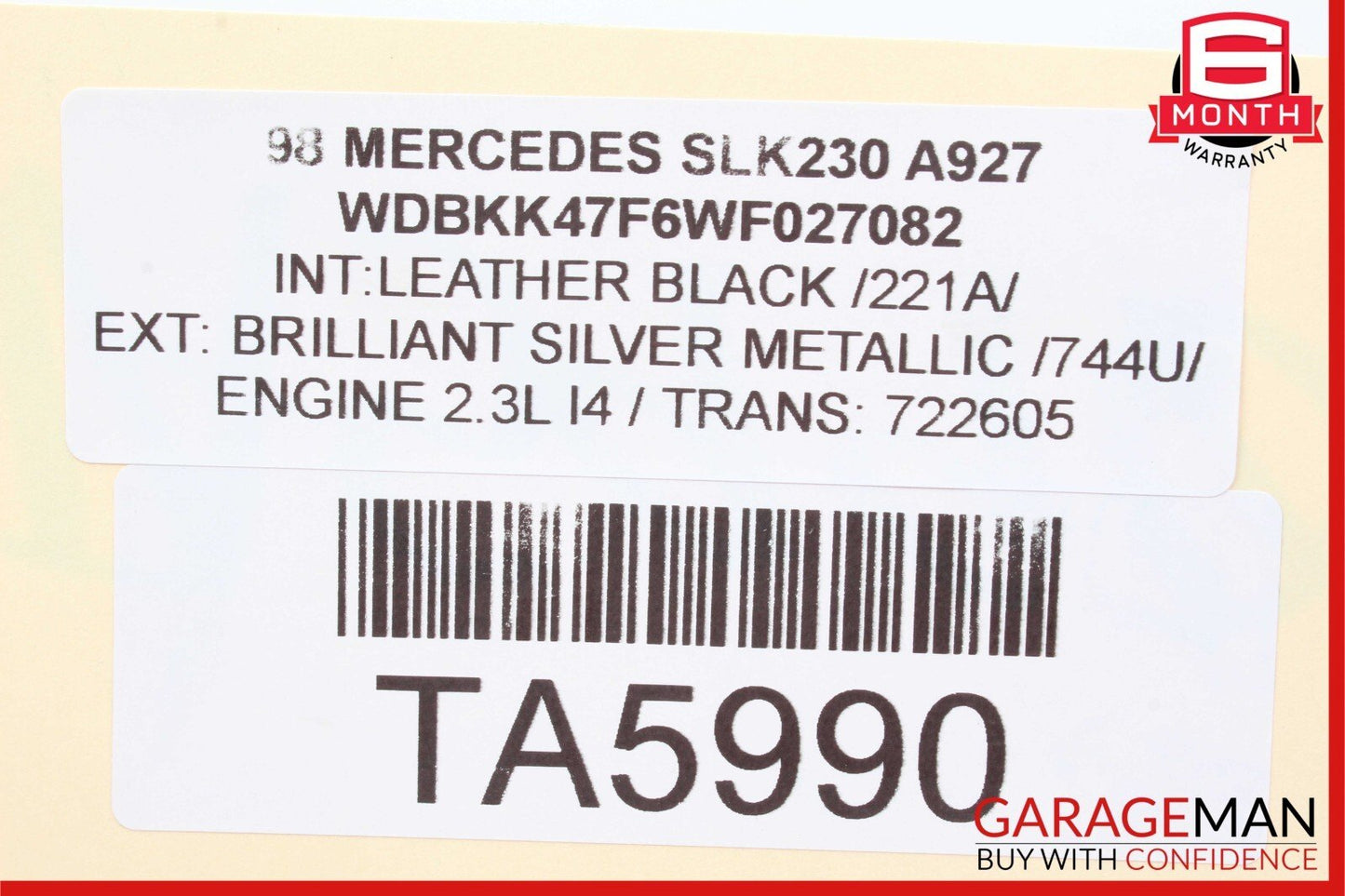 97-04 Mercedes R170 SLK230 SLK320 Rear Shock Absorber Coil Spring Set