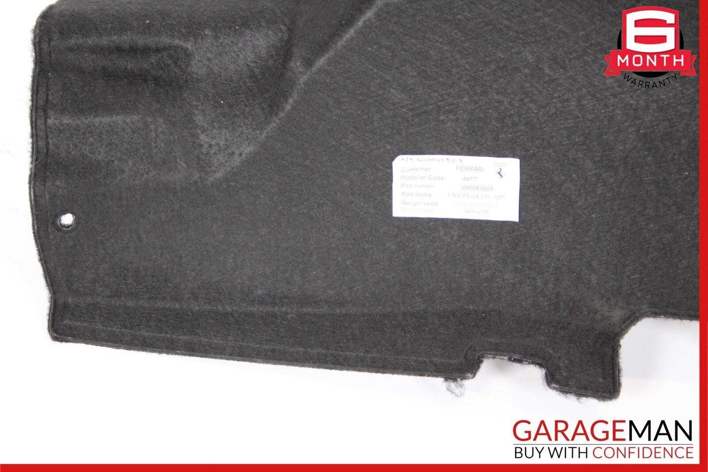 15-18 Ferrari California Front Right Trunk Carpet Liner Panel Cover Black OEM