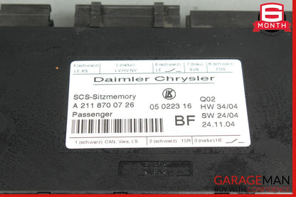 03-11 Mercedes W219 CLS550 E500 Front Right Passenger Side Seat Control Module