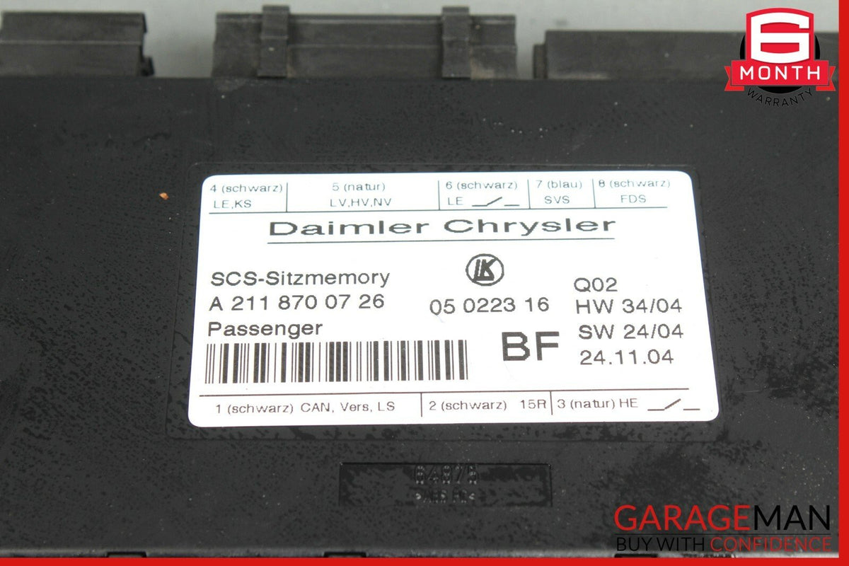 03-11 Mercedes W219 CLS550 E500 Front Right Passenger Side Seat Control Module