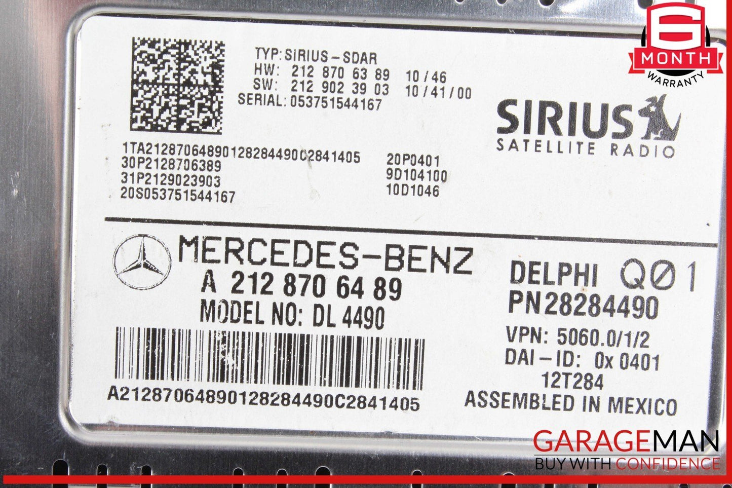 10-17 Mercedes X166 GL350 E350 Sirius Satellite Radio Receiver Module Unit OEM
