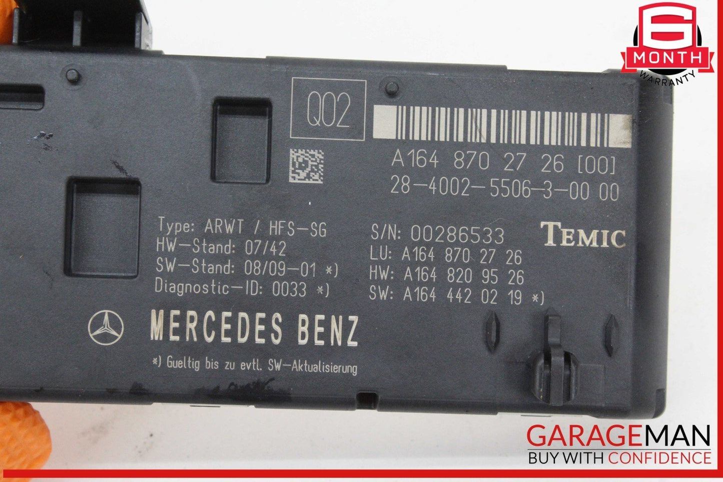 09-13 Mercedes W164 ML350 GL450 Trunk Lid Liftgate Tail Gate Control Module OEM