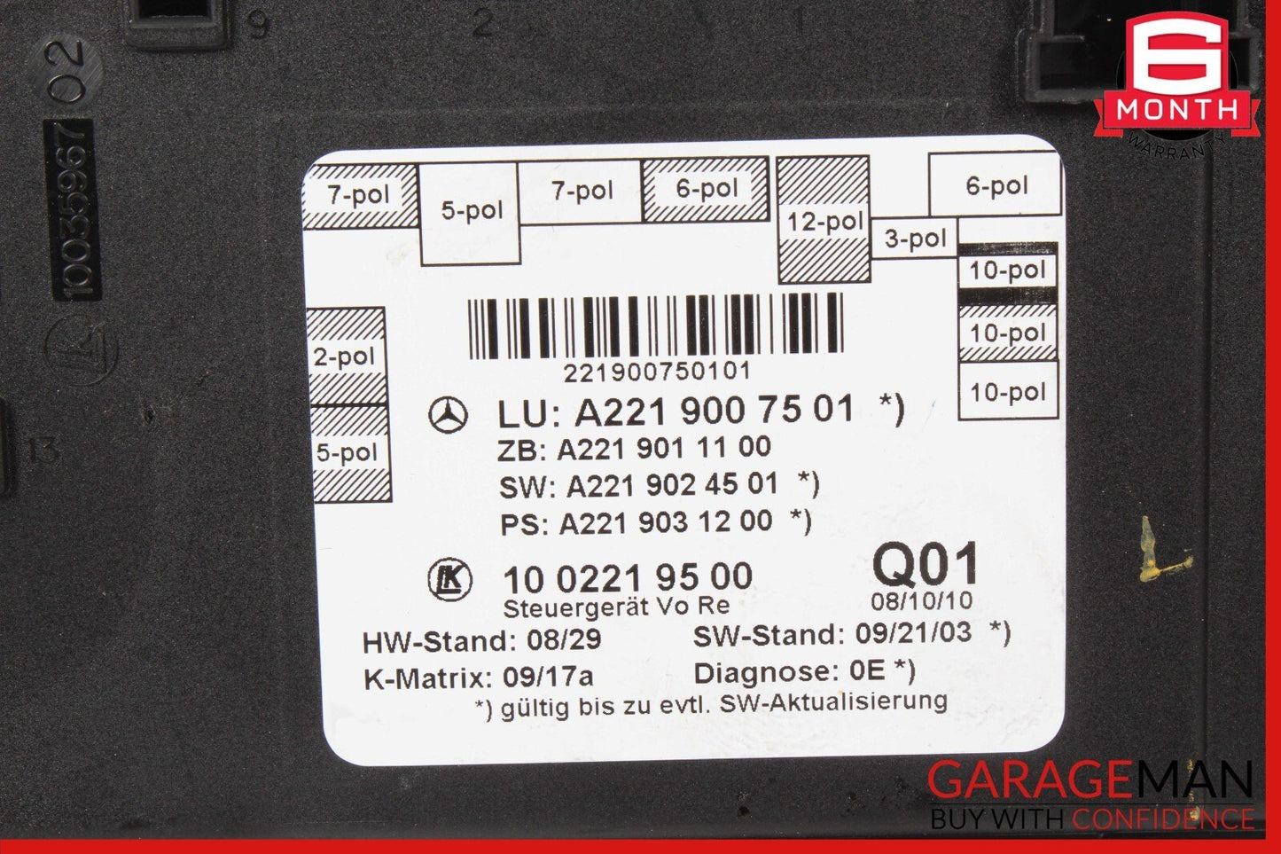 07-13 Mercedes W221 S400 S63 AMG Front Right Door Control Module 2219007501 OEM
