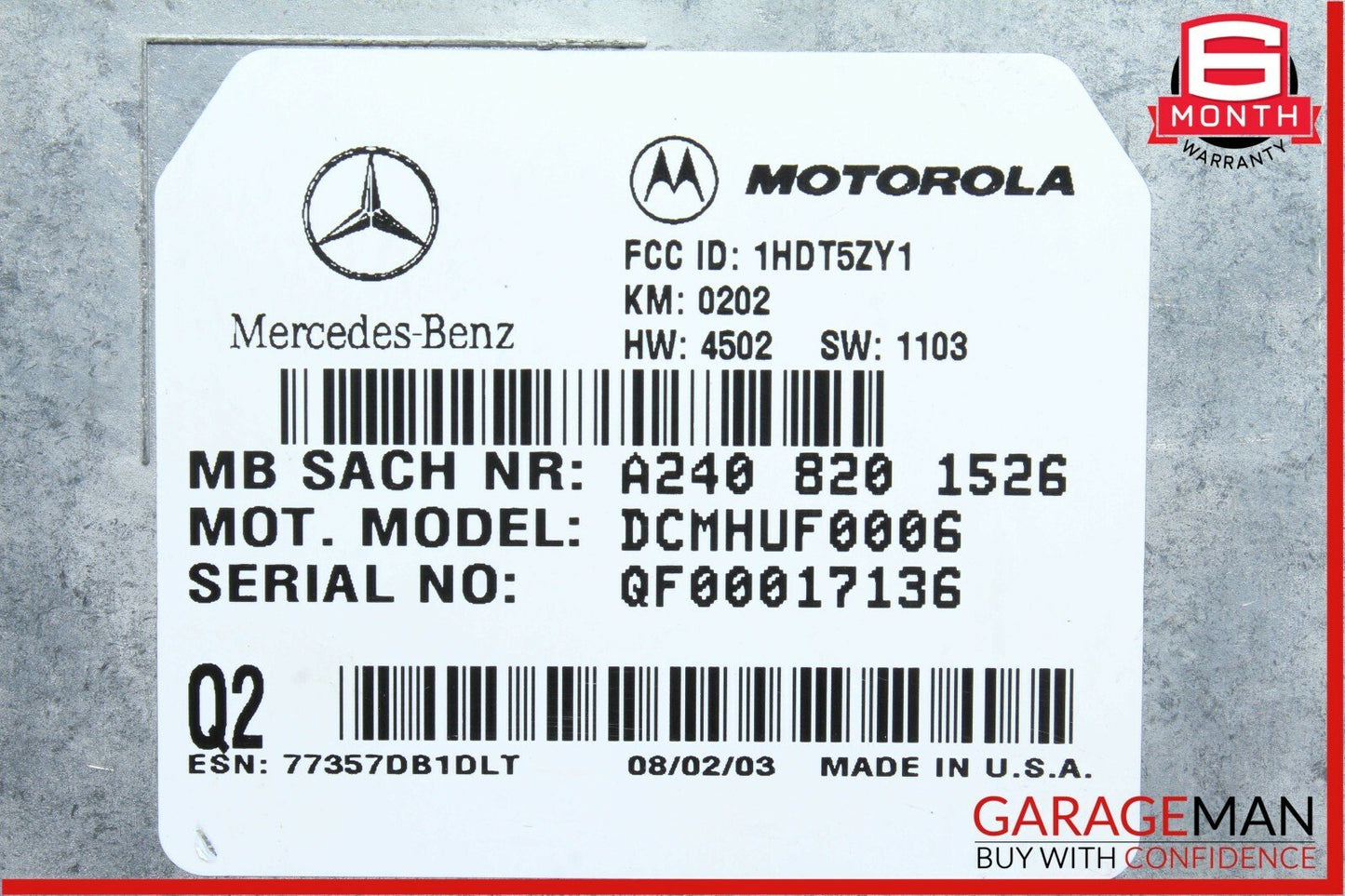 00-06 Mercedes W220 S55 AMG SL500 Voice Command Control Module 2408201526 OEM
