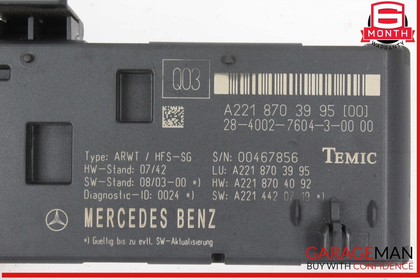 07-14 Mercedes W221 S550 S400 Trunk Release Remote Open Close Module Unit OEM