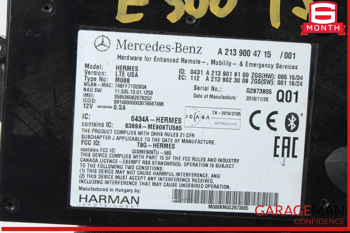 12-23 Mercedes W213 E300 GLC300 Communication Computer Control Module Unit OEM