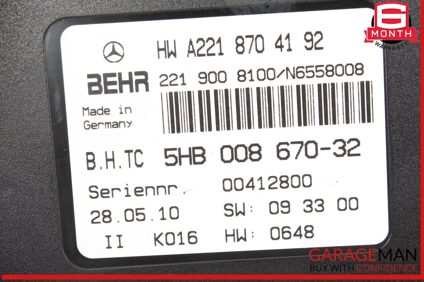 07-13 Mercedes W221 S550 S400 AC A/C Heater Control Module Unit OEM