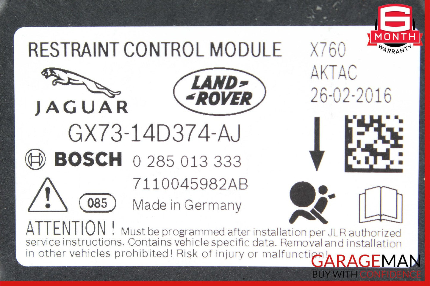 17-19 Jaguar XE SRS Module Control Unit OEM