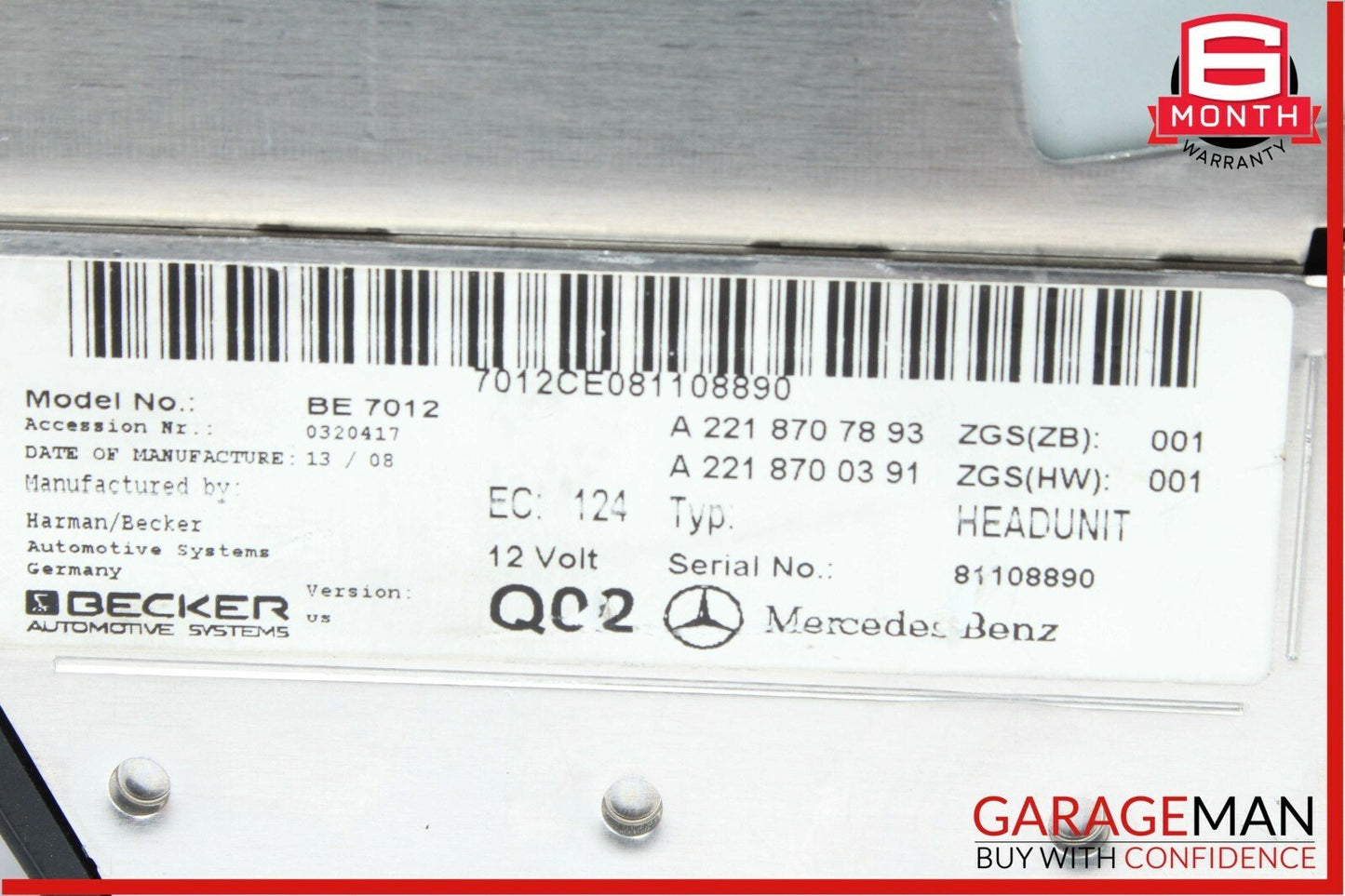 07-09 Mercedes W221 S550 S63 AMG Head Unit Command Comand CD Navigation OEM