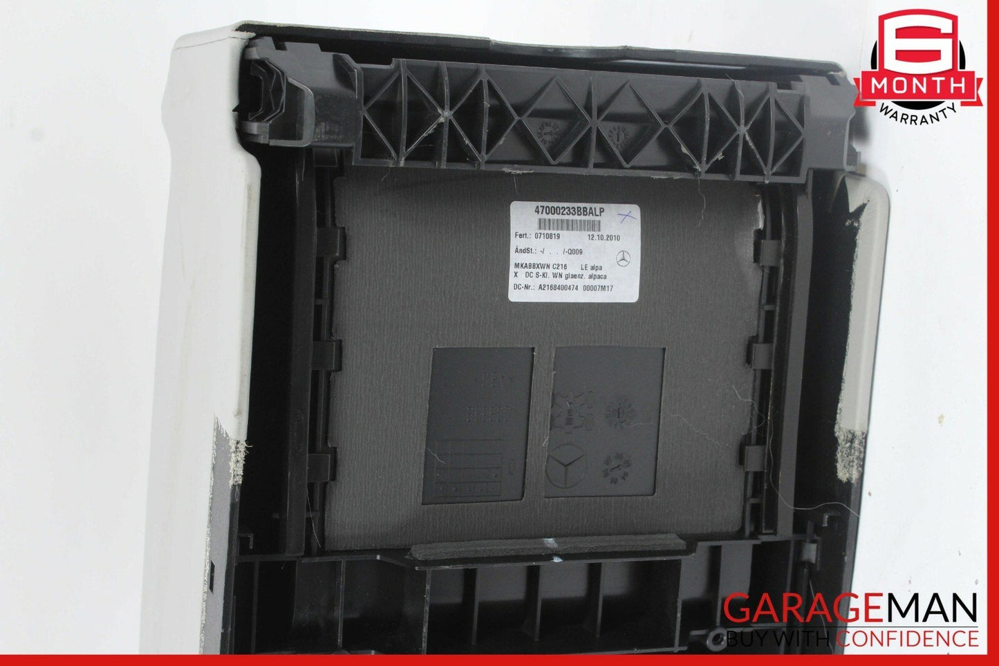 07-14 Mercedes W216 CL550 CL63 AMG Rear Center Console Storage Compartment Grey