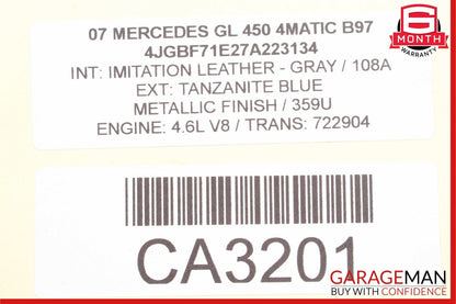 07-12 Mercedes X164 GL450 4Matic Rear Left Side 3rd Third Row Seat Belt Seatbelt
