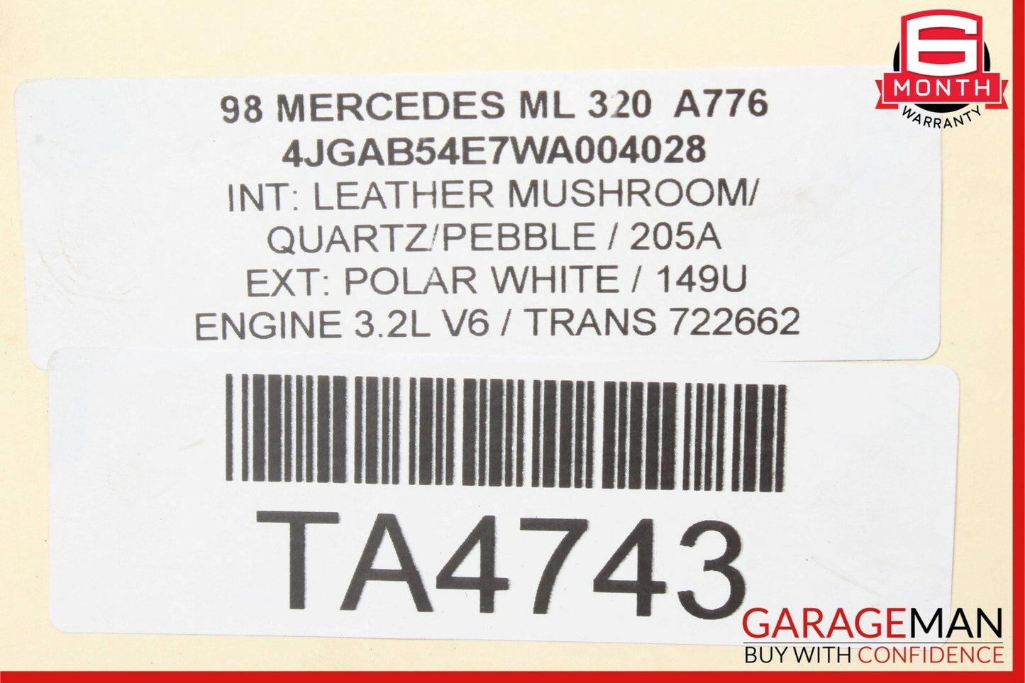 98-05 Mercedes W163 ML320 Rear Right Passenger Side Drive Axle CV Half Shaft OEM