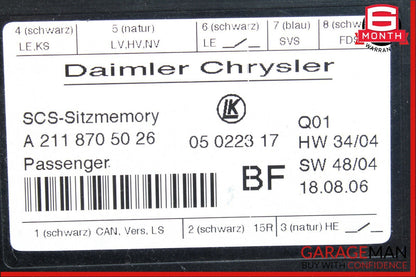 03-11 Mercedes CLS500 GL450 ML550 E550 Front Right Side Seat Control Module