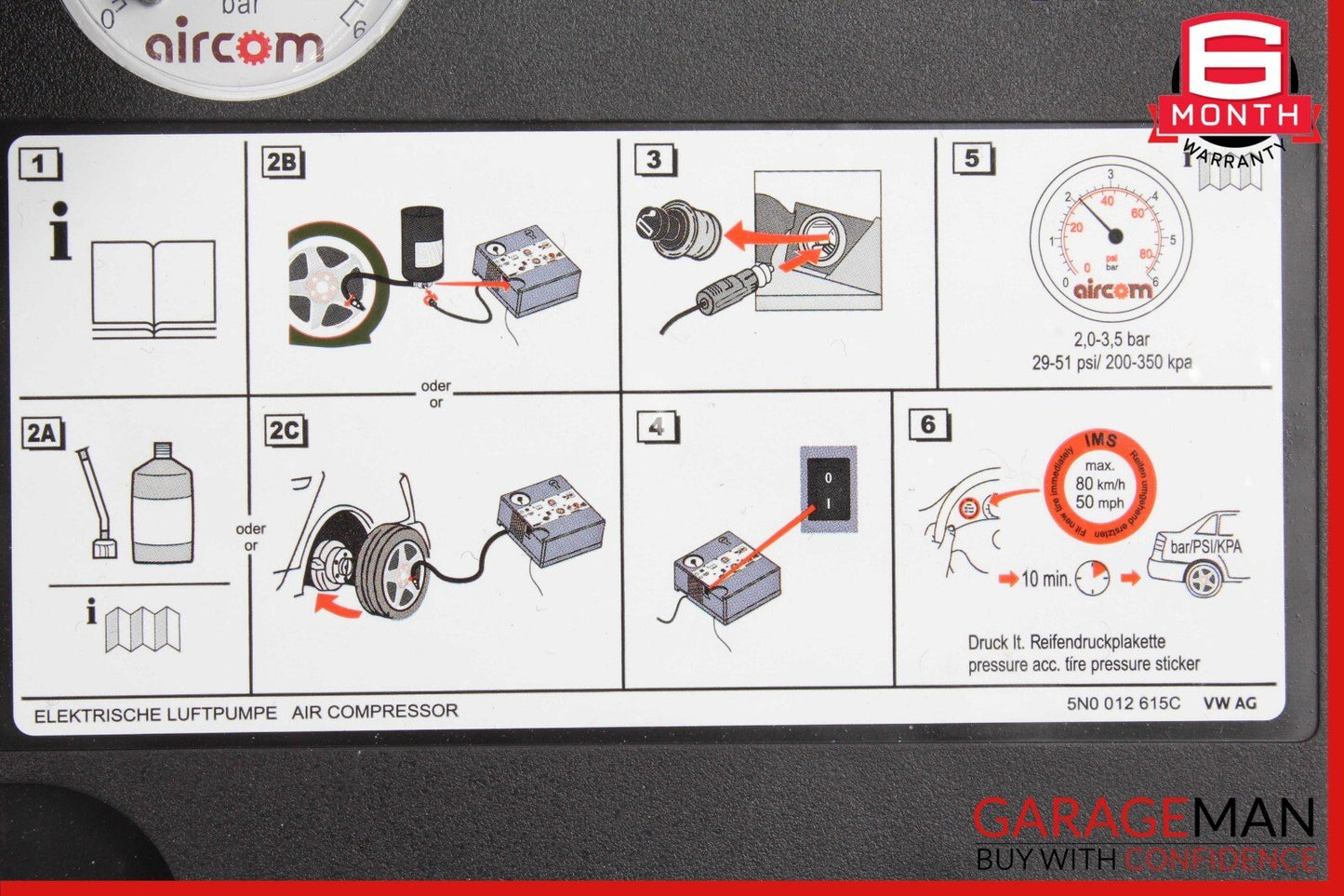 15-24 Porsche Macan Turbo 95B Trunk Spare Tire Air Compressor OEM