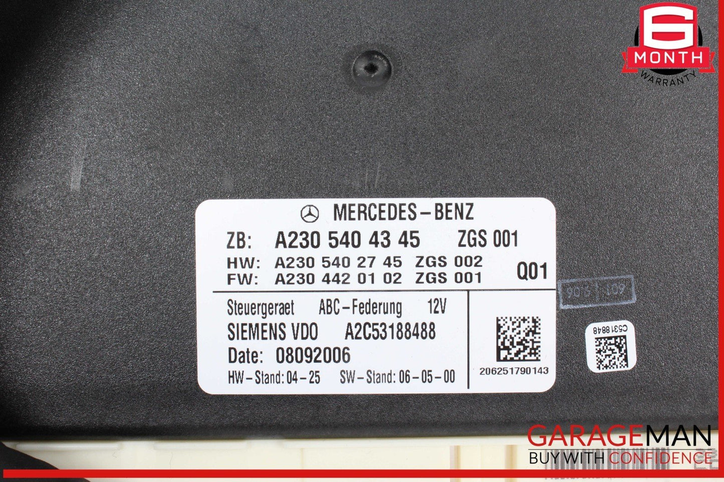 07-08 Mercedes R230 SL550 SL55 AMG ABC Suspension Active Body Control Module OEM