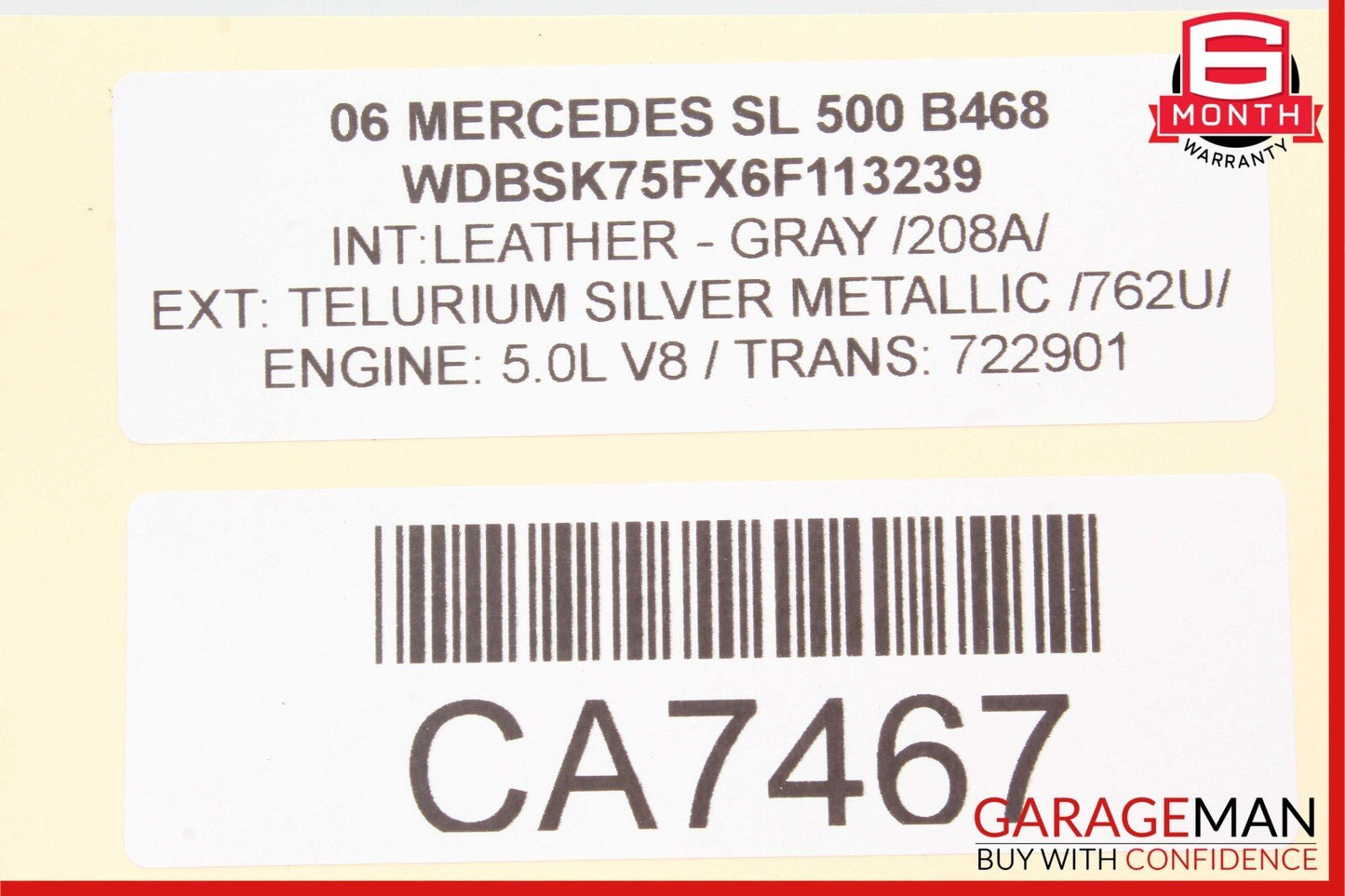 03-08 Mercedes SL500 Front Left / Right Seat Headrest Head Rest Gray OEM