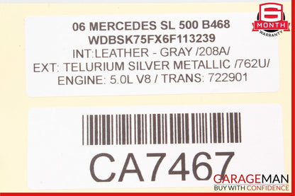 03-08 Mercedes SL500 Front Left / Right Seat Headrest Head Rest Gray OEM