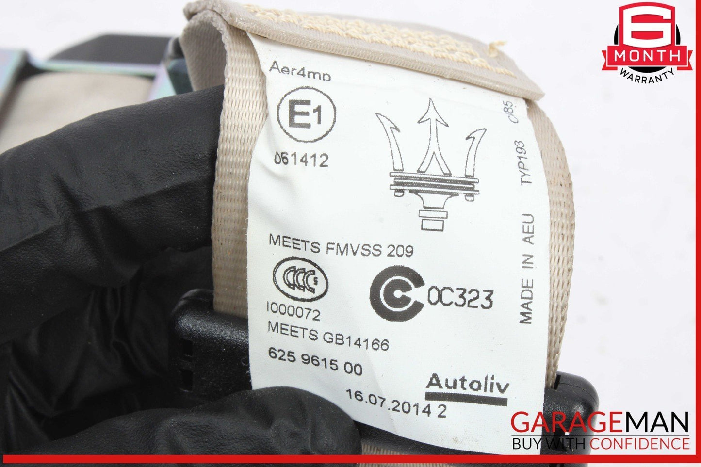 14-17 Maserati Quattroporte S Rear Left or Right Side Seat Belt Beige OEM